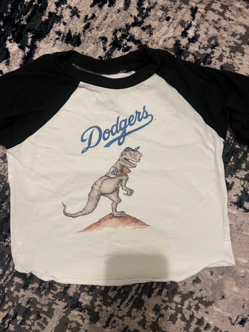 Kids Raglan Tee - White with Black Sleeves